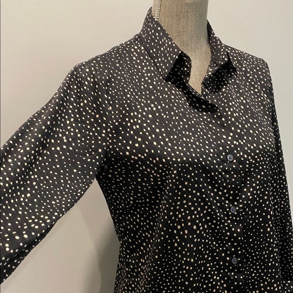 Banana Republic Dillon Polka-Dot Tie Sleeve Black Blouse Size Small/Medium - Picture 5 of 14